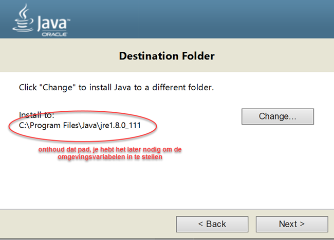 Java installatie pad